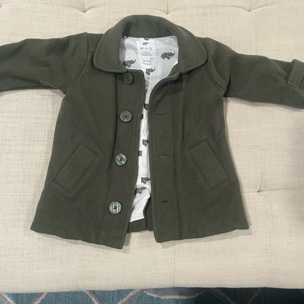 Monica + Andy Kids Olive Pea Coat
